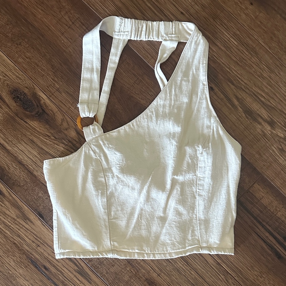 Chic Cream Asymmetrical Crop Top